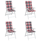 Vidaxl tuinstoelkussens 4 st 120x50x3 cm stof ruitpatroon rood