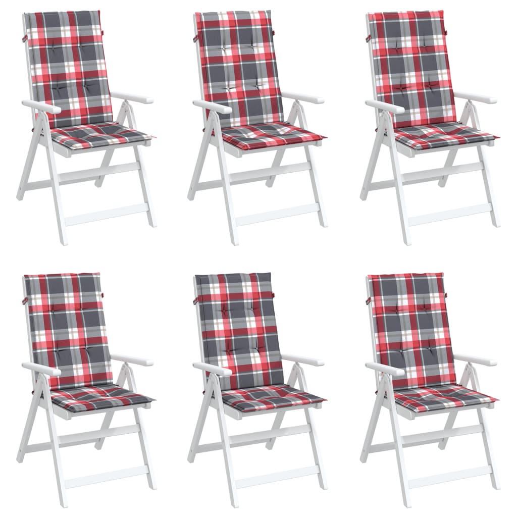 Vidaxl tuinstoelkussens 6 st 120x50x3 cm stof ruitpatroon rood