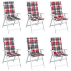 Vidaxl tuinstoelkussens 6 st 120x50x3 cm stof ruitpatroon rood