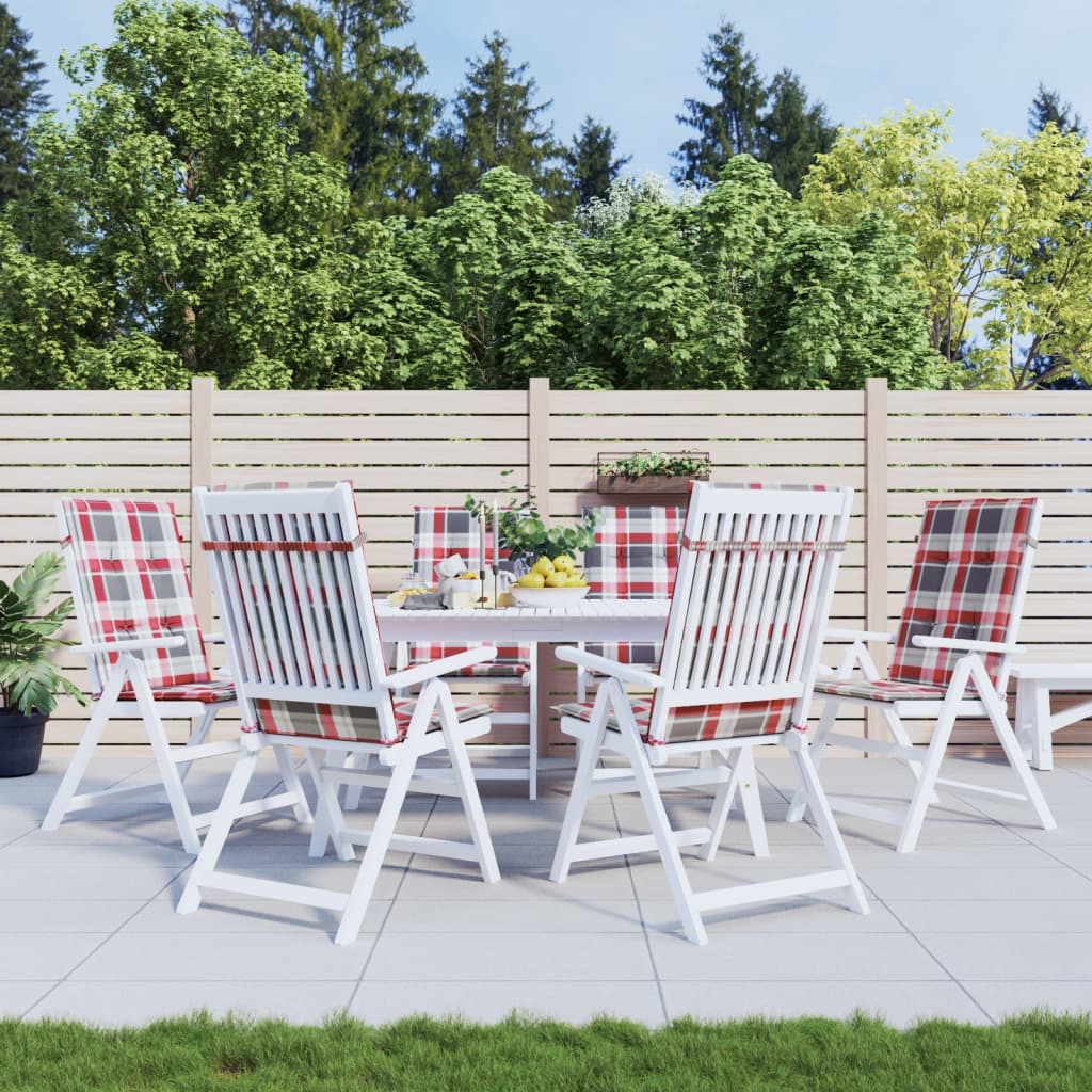 Vidaxl tuinstoelkussens 6 st 120x50x3 cm stof ruitpatroon rood