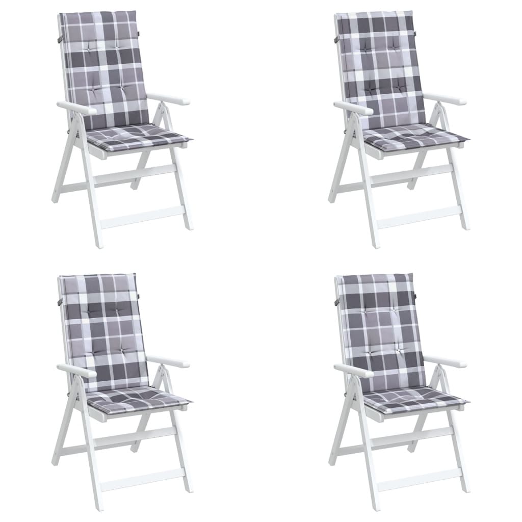 Vidaxl tuinstoelkussens 4 st 120x50x3 cm stof ruitpatroon grijs