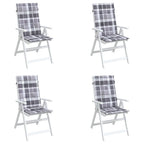 Vidaxl tuinstoelkussens 4 st 120x50x3 cm stof ruitpatroon grijs