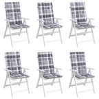 Vidaxl tuinstoelkussens 6 st 120x50x3 cm stof ruitpatroon grijs