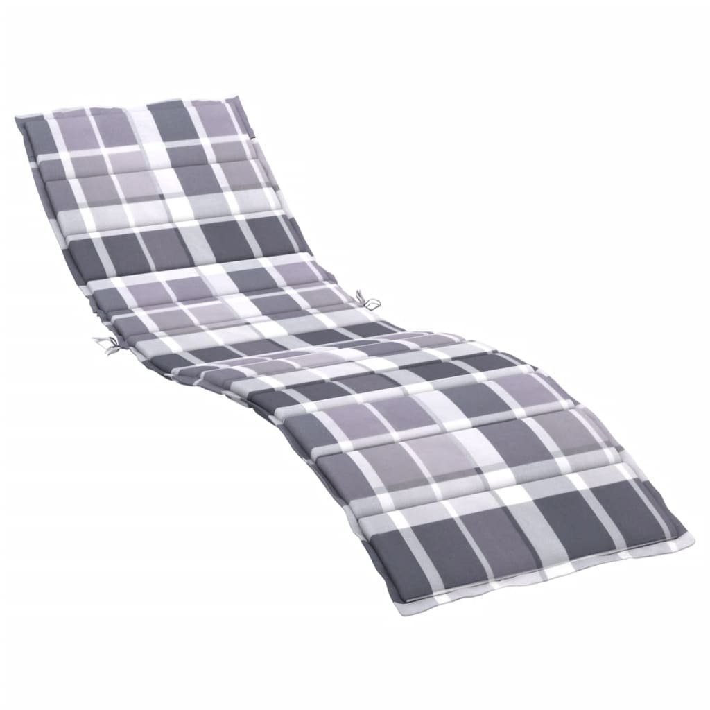 Vidaxl ligbedkussen200x60x3 cm oxford stof ruitpatroon grijs