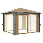 VidaXL Prieel met gordijn 300x300 cm aluminium taupe