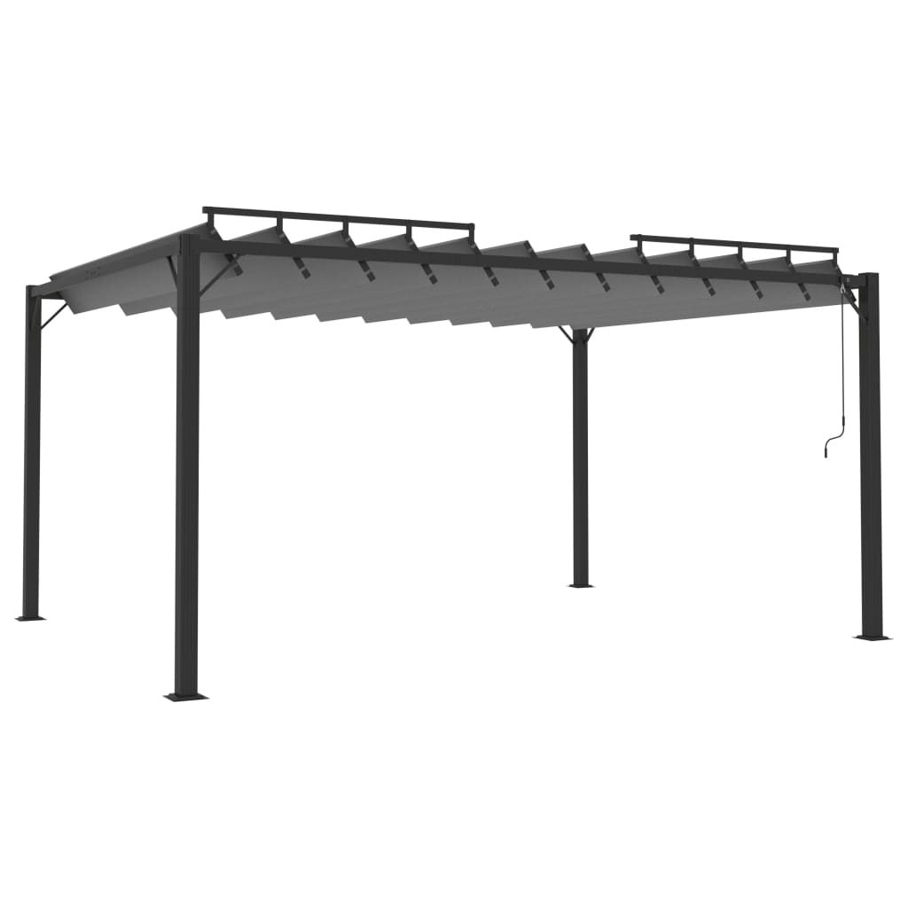VidaXL Prieel met lamellendak 3x4 m stof en aluminium antracietkleurig