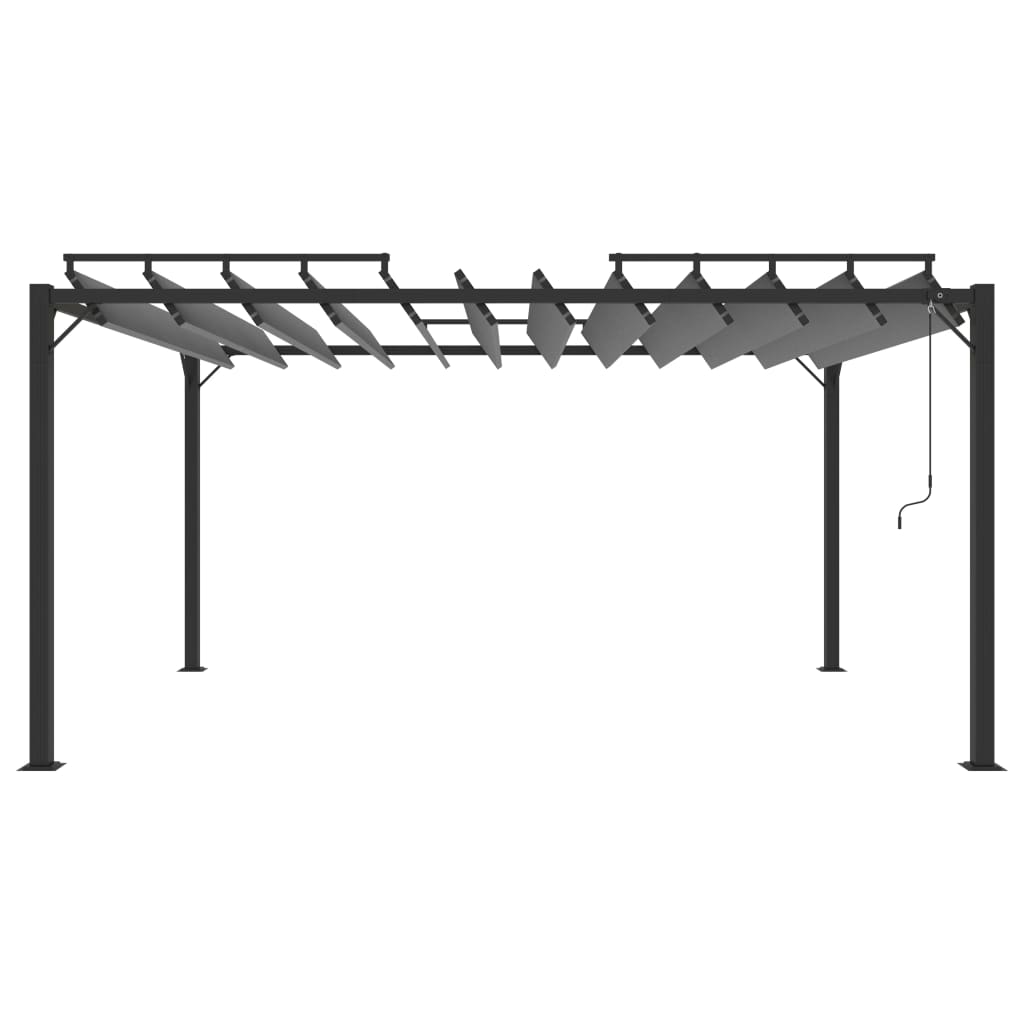VidaXL Prieel met lamellendak 3x4 m stof en aluminium antracietkleurig