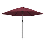Vidaxl parasol met led-verlichting en stalen paal 300 cm bordeauxrood