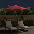 Vidaxl parasol met led-verlichting en stalen paal 300 cm bordeauxrood