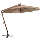 VidaXL Zweefparasol met paal 3,5x2,9 m massief vurenhout taupe