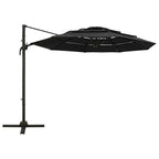 Vidaxl parasol 4-laags met aluminium paal 3x3 m zwart