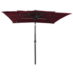 Vidaxl parasol 3-laags met aluminium paal 2,5x2,5 m bordeauxrood