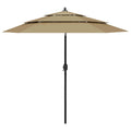 Vidaxl parasol 3-laags met aluminium paal 2,5 m taupe