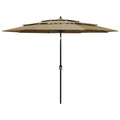 Vidaxl parasol 3-laags met aluminium paal 3 m taupe