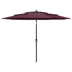 Vidaxl parasol 3-laags met aluminium paal 3 m bordeauxrood