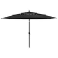 VidaXL Parasol 3-laags met aluminium paal 3,5 m zwart