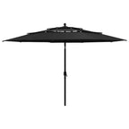 VidaXL Parasol 3-laags met aluminium paal 3,5 m zwart