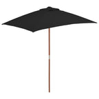 Vidaxl parasol met houten paal 150x200 cm zwart