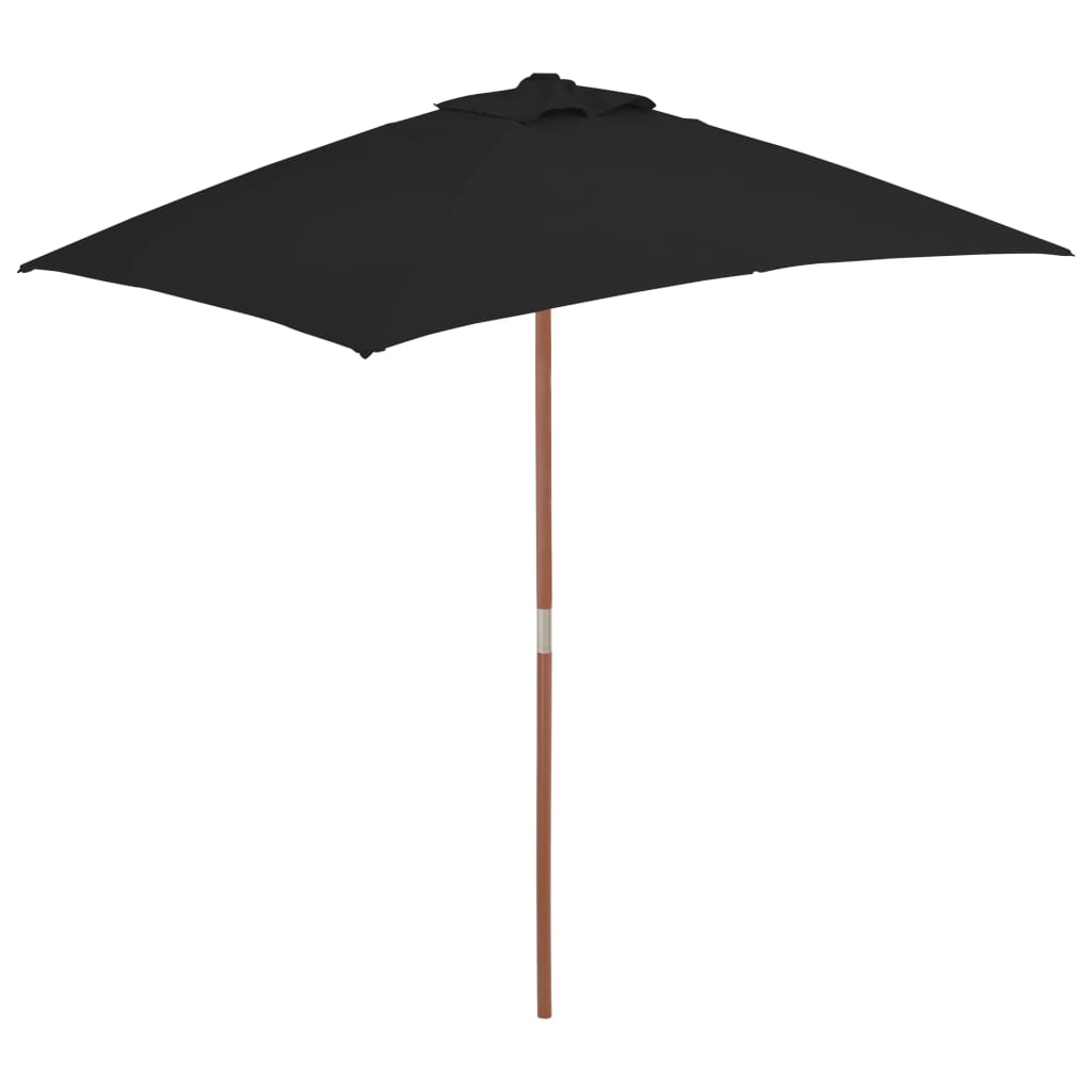 Vidaxl parasol met houten paal 150x200 cm zwart