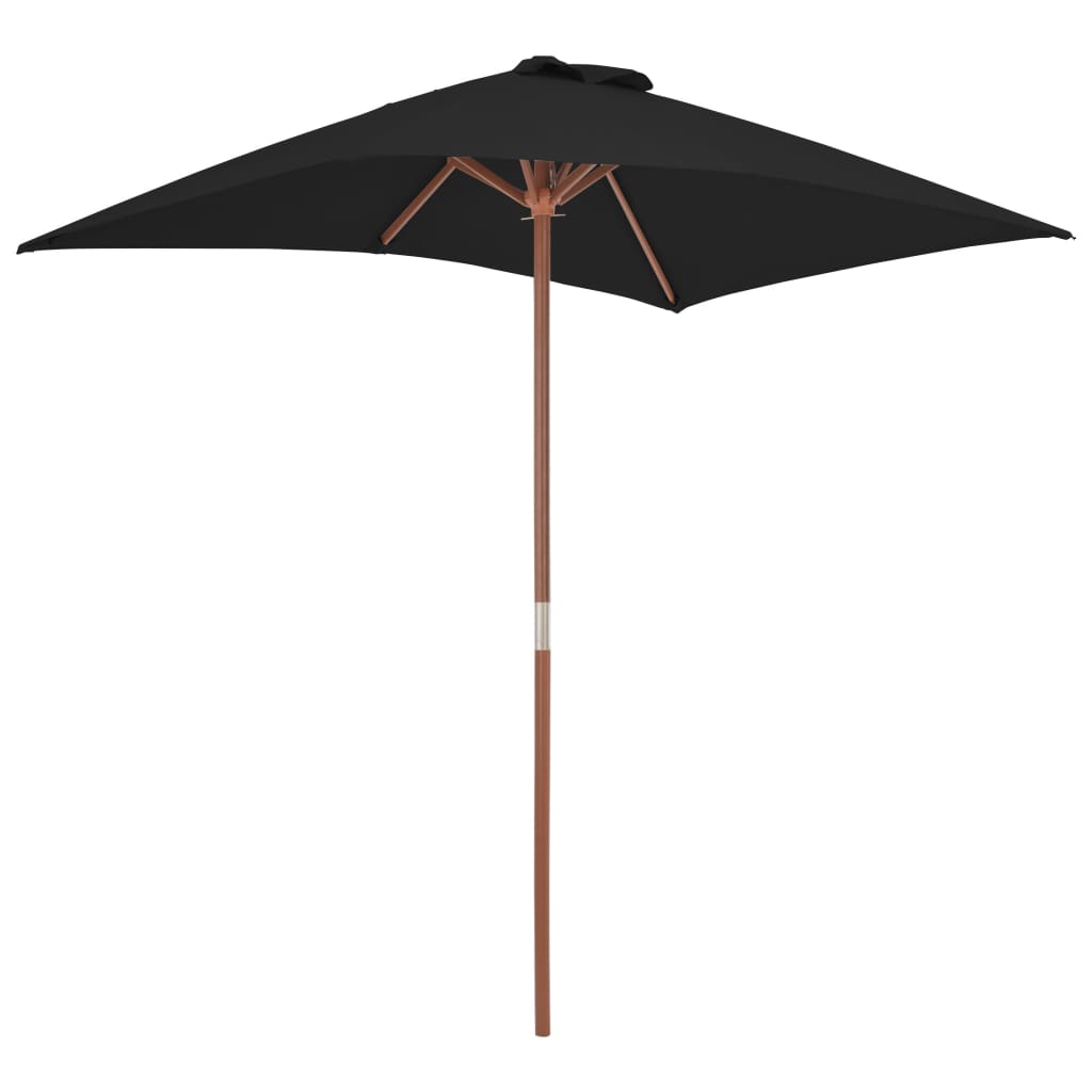 Vidaxl parasol met houten paal 150x200 cm zwart