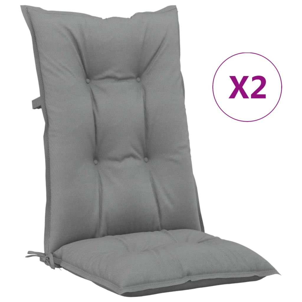 VidaXL Tuinstoelkussens 2 st hoge rug 120x50x7 cm stof grijs