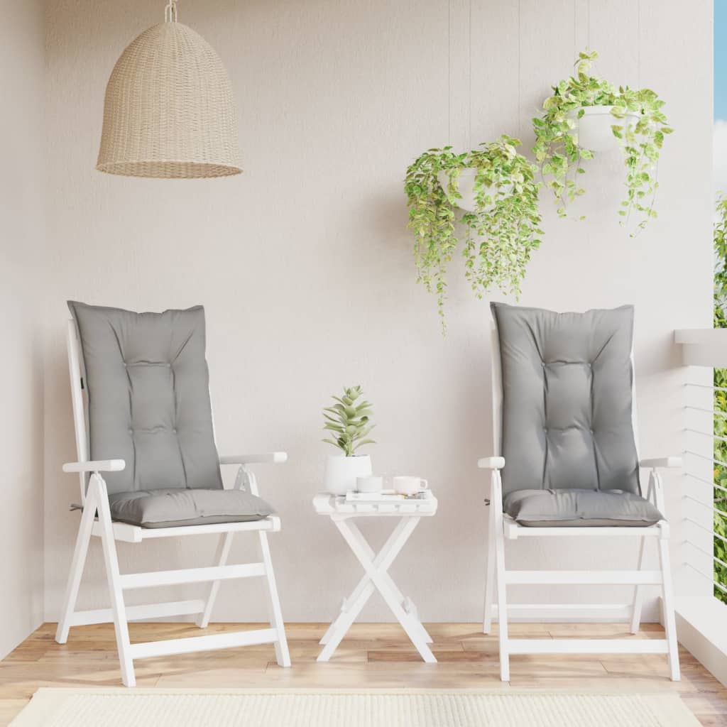 VidaXL Tuinstoelkussens 2 st hoge rug 120x50x7 cm stof grijs