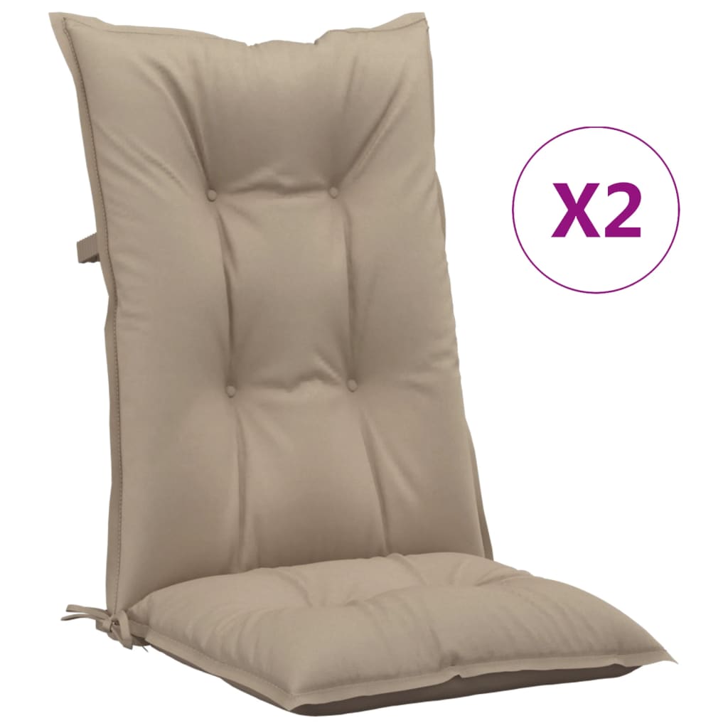 VidaXL Tuinstoelkussens 2 st hoge rug 120x50x7 cm stof taupe
