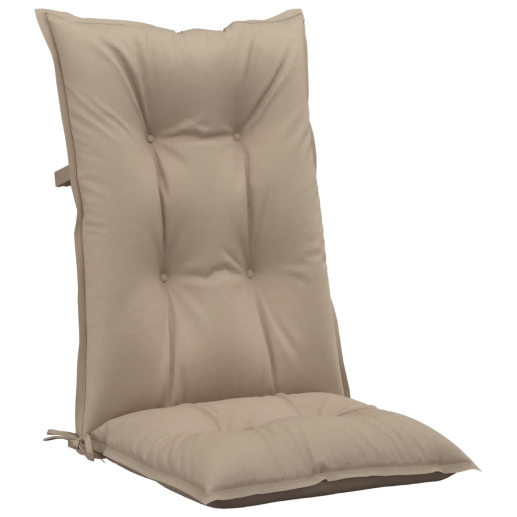 VidaXL Tuinstoelkussens 2 st hoge rug 120x50x7 cm stof taupe