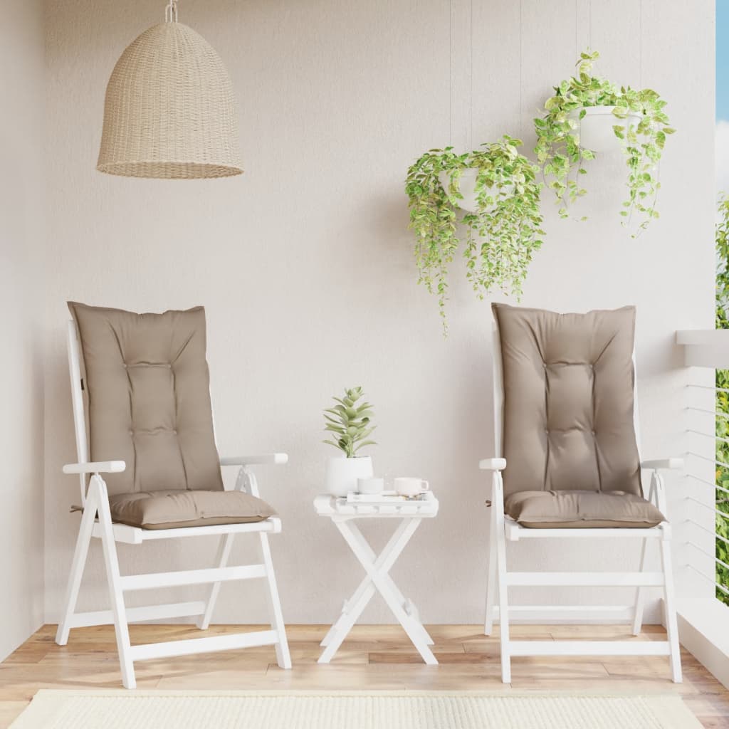 VidaXL Tuinstoelkussens 2 st hoge rug 120x50x7 cm stof taupe