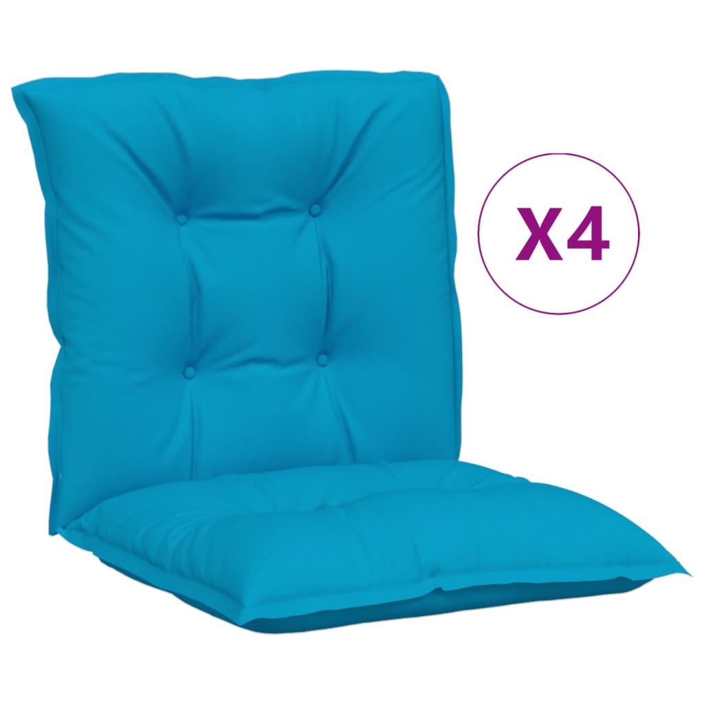 VidaXL Tuinstoelkussens 4 st lage rug 100x50x7 cm stof blauw