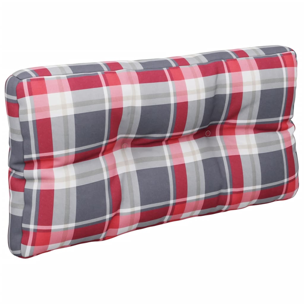 VidaXL Palletkussen ruitpatroon 80x40x12 cm stof ruitpatroon rood