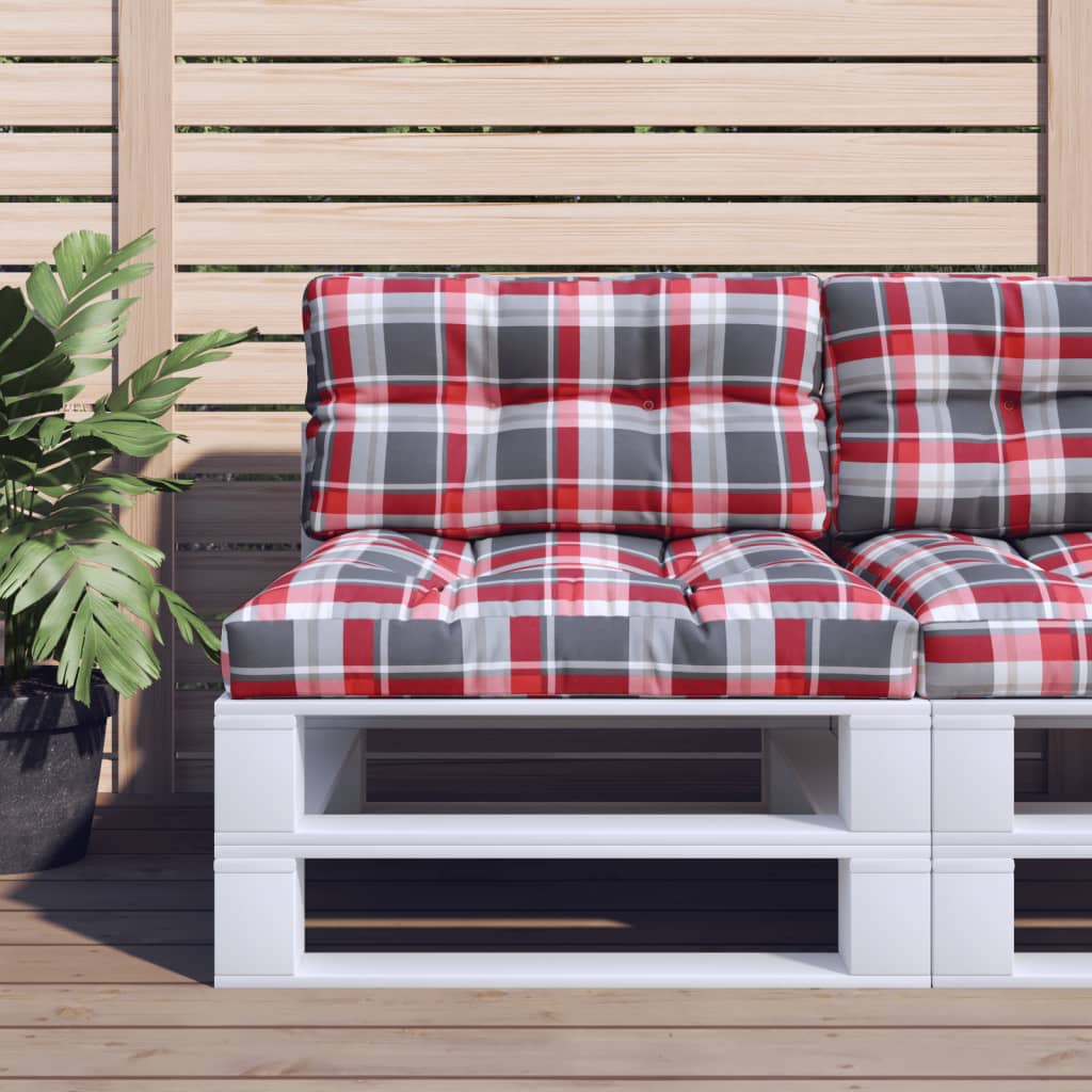 VidaXL Palletkussen ruitpatroon 80x40x12 cm stof ruitpatroon rood