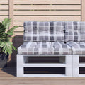 VidaXL Palletkussen ruitpatroon 80x40x12 cm stof ruitpatroon grijs
