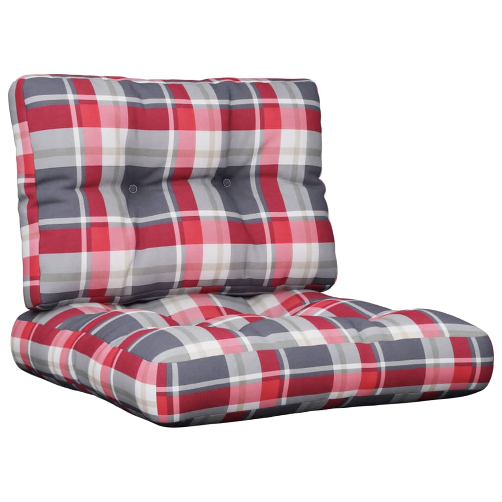 Vidaxl palletkussens 2 st ruitpatroon stof rood