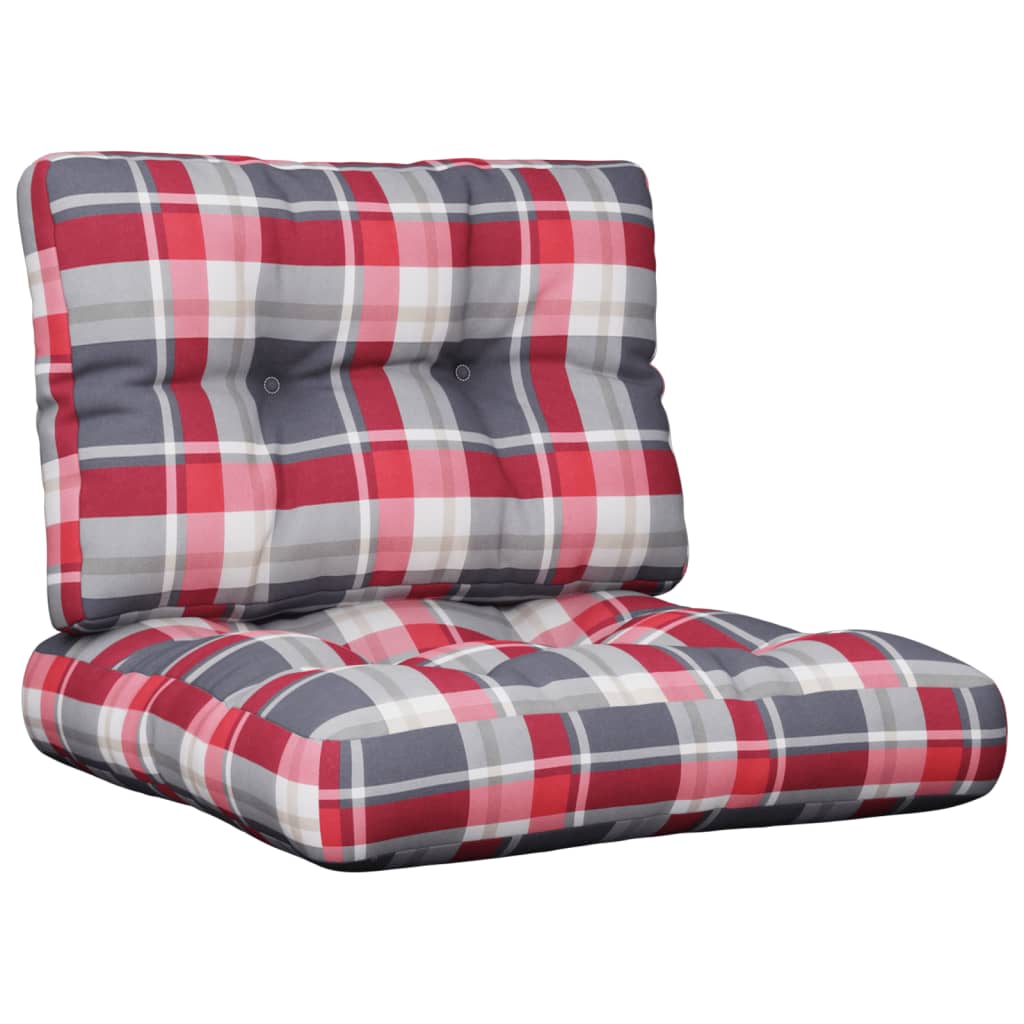 VidaXL Palletkussens 2 st ruitpatroon stof rood