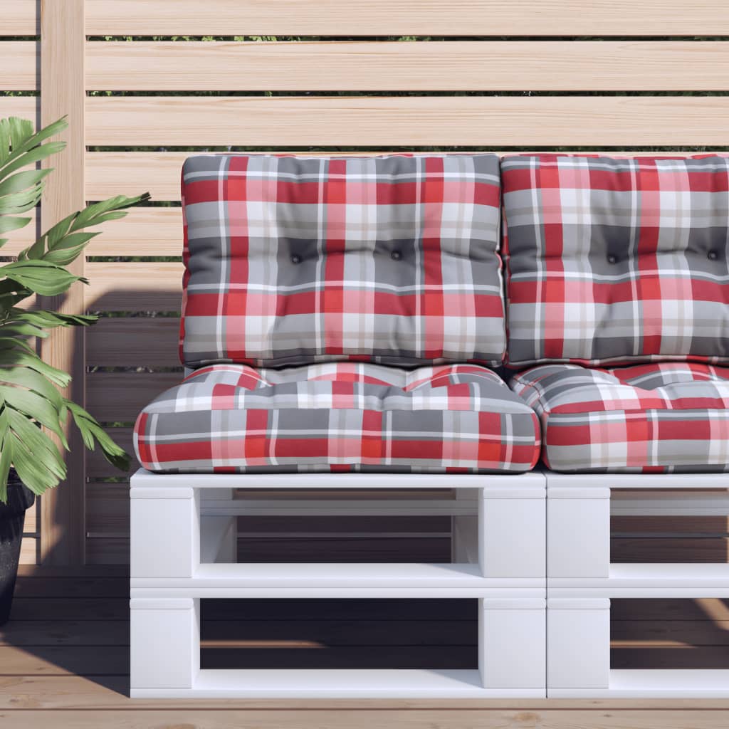 VidaXL Palletkussens 2 st ruitpatroon stof rood