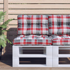 VidaXL Palletkussens 2 st ruitpatroon stof rood