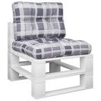 VidaXL Palletkussens 2 st ruitpatroon stof grijs