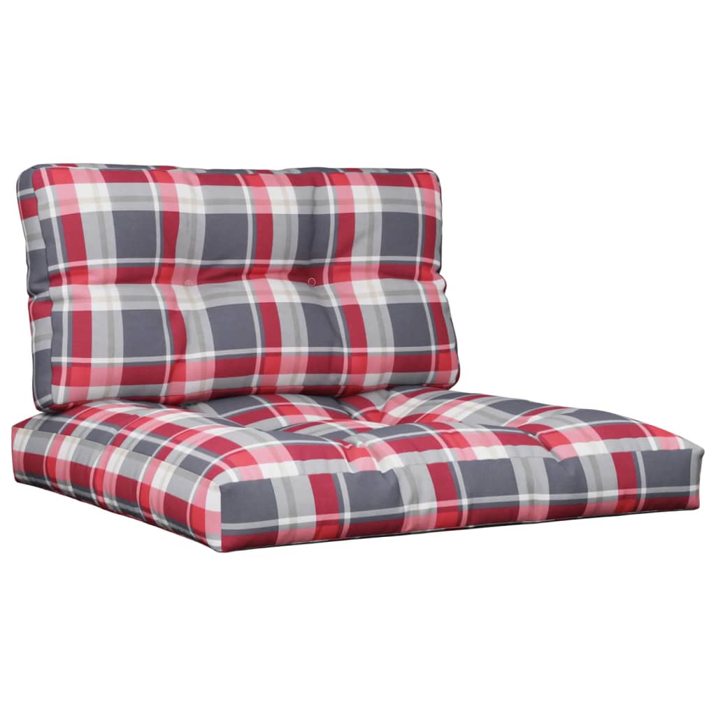 VidaXL Palletkussens 2 st ruitpatroon stof rood