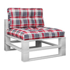 VidaXL Palletkussens 2 st ruitpatroon stof rood