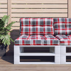 VidaXL Palletkussens 2 st ruitpatroon stof rood