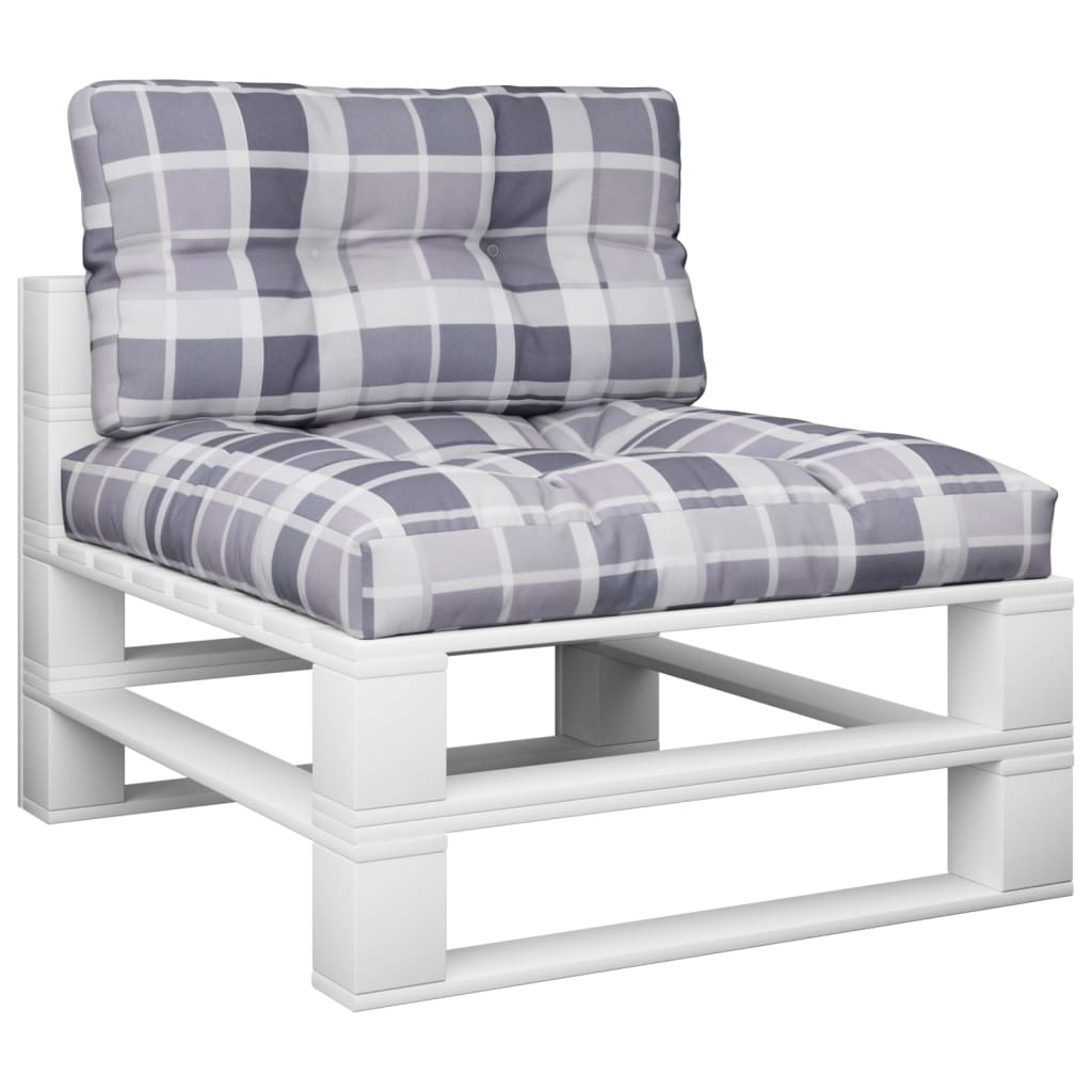 VidaXL Palletkussens 2 st ruitpatroon stof grijs