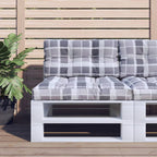 VidaXL Palletkussens 2 st ruitpatroon stof grijs
