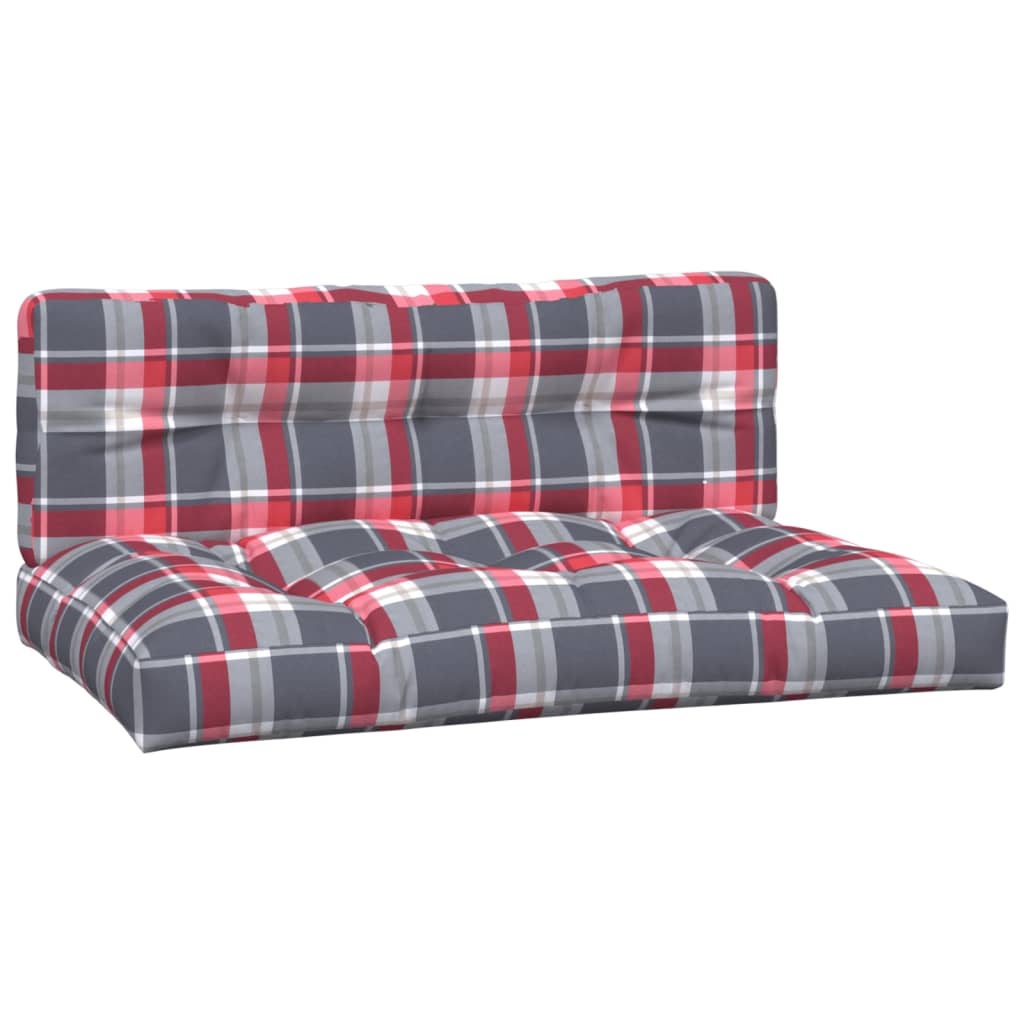 VidaXL Palletkussens 2 st ruitpatroon stof rood