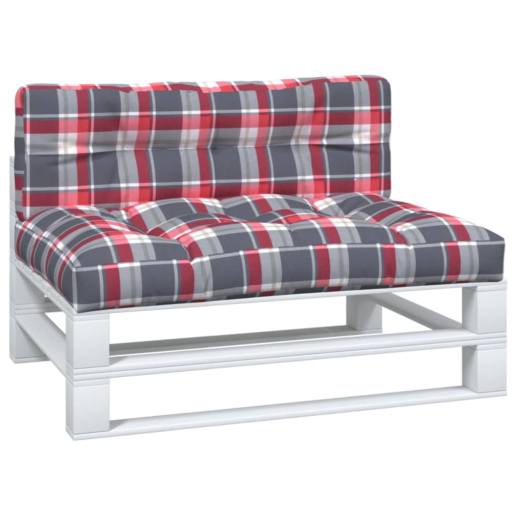 VidaXL Palletkussens 2 st ruitpatroon stof rood