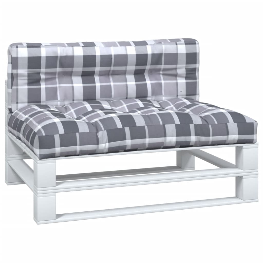 VidaXL Palletkussens 2 st ruitpatroon stof grijs