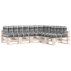 VidaXL Bankkussens pallet 7 st ruitpatroon grijs