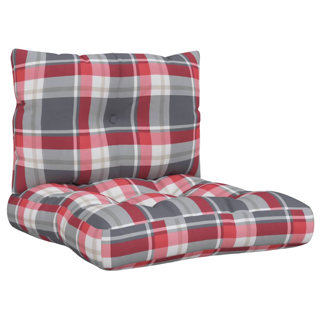 VidaXL Palletkussens 2 st ruitpatroon stof rood