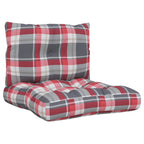 VidaXL Palletkussens 2 st ruitpatroon stof rood