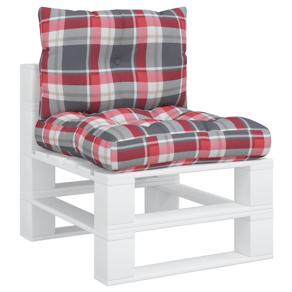VidaXL Palletkussens 2 st ruitpatroon stof rood